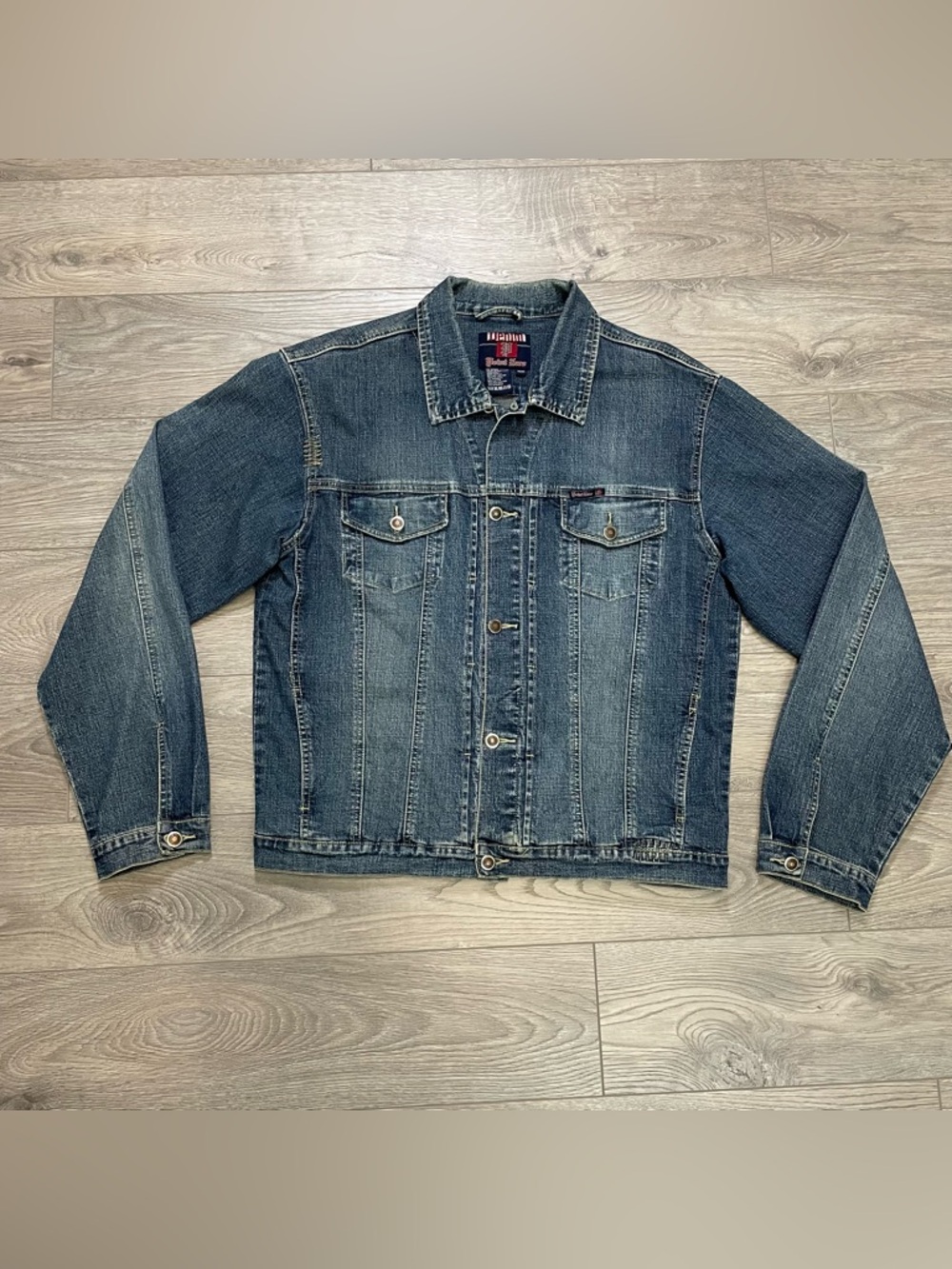 Vintage Point Zero Denim Trucker Jacket Y2K Blue Wash Size M